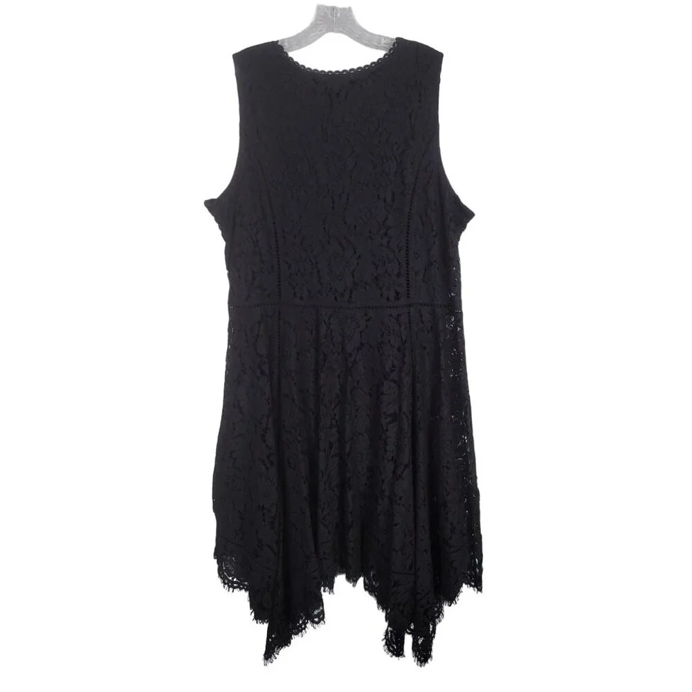 Isaac Mizrahi Live! Size XL Dress Lace WhimsiGoth Witchy Handkerchief Hem Flared - Picture 2 of 11